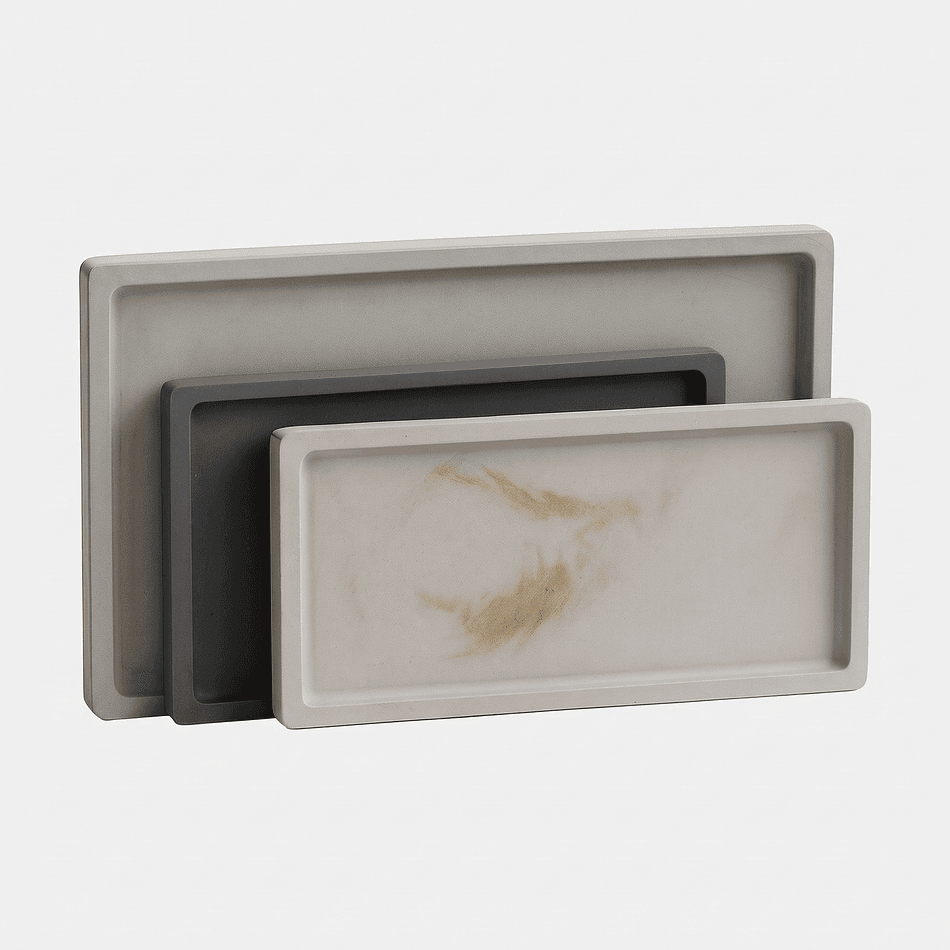 Rectangular Concrete Catchall Tray, Handmade Sealed Cement, Minimalist Vanity & Entryway Organizer, Small or Medium
