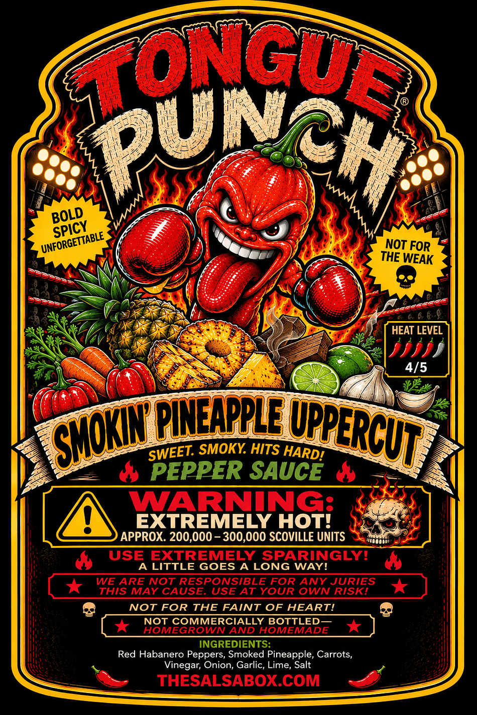 Smoked Pineapple Habanero Hot Sauce, Sweet & Smoky Heat, Single Bottle 3 oz
