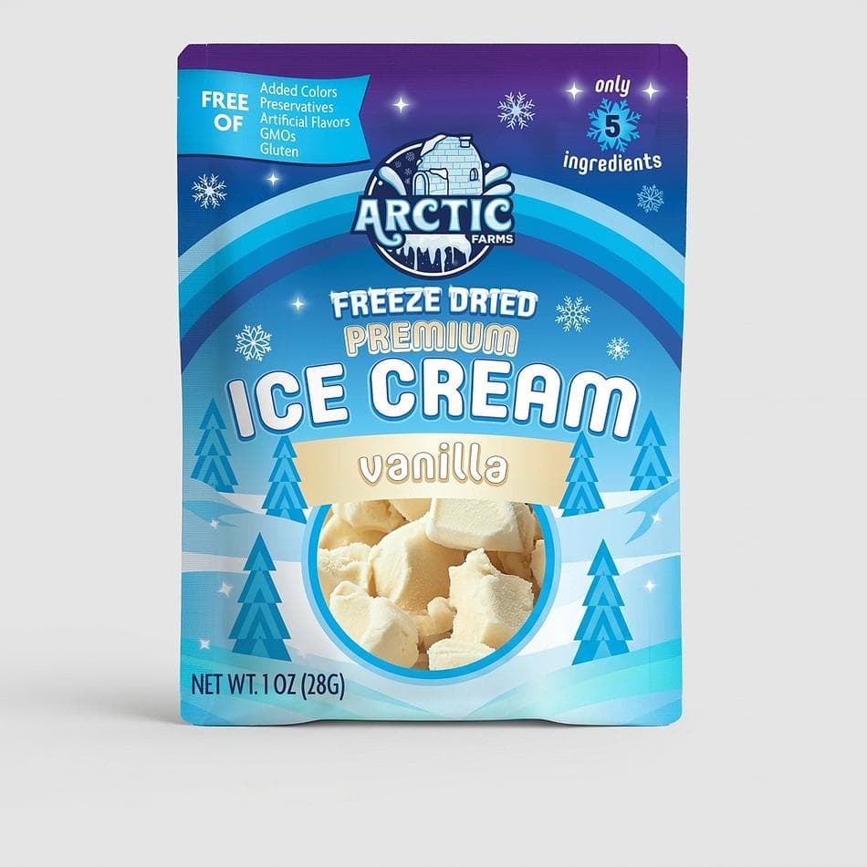 Freeze-Dried Vanilla Ice Cream Bites, Cream & Egg Yolks, Clean-Label Snack, No Melt, Resealable Bag (1 oz)