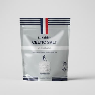 Coarse Grey Celtic Sea Salt, Unrefined Whole Crystals, Mineral-Rich Cooking Salt, 1.1 lb Bag