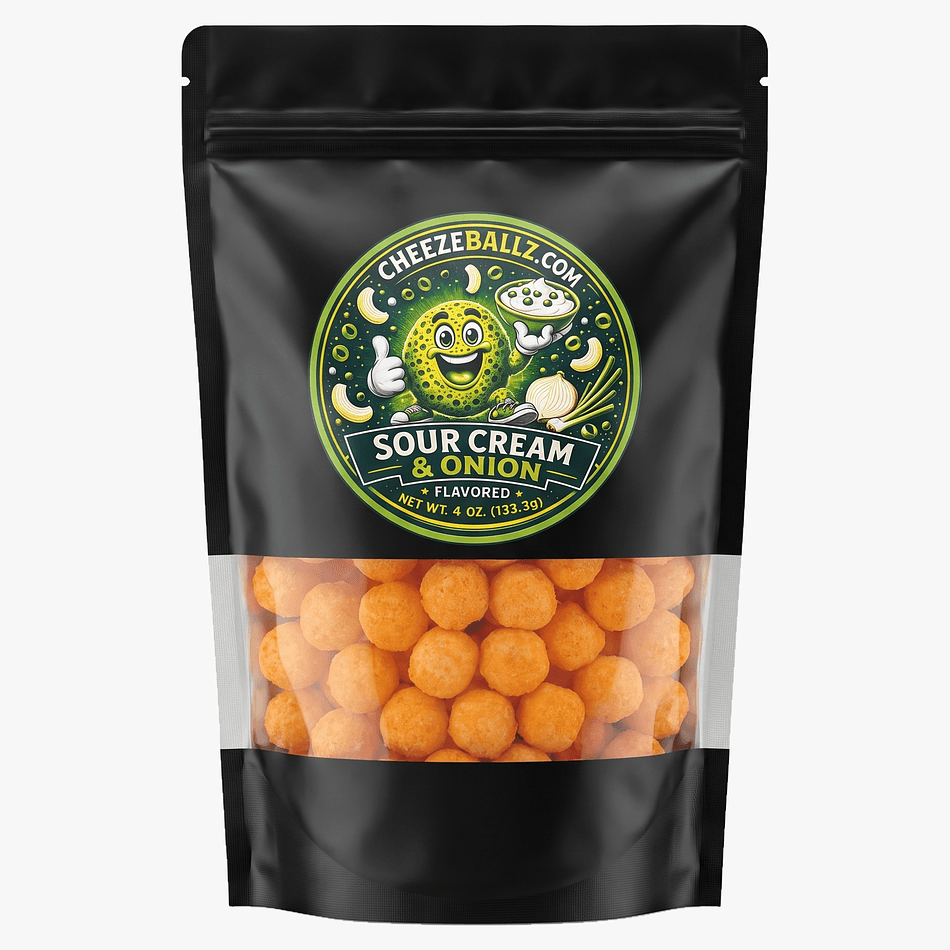 Sour Cream & Onion Cheese Puffs, Tangy Seasoned Corn Puffs, Gluten-Free Snack, 4 oz Resealable Pouch