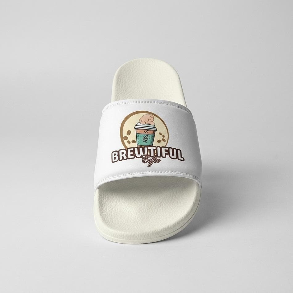 Women’s Slide Sandals, Faux Leather Strap & PU Sole, Cushioned Comfort Footbed, Summer Pool/Beach Slip-On