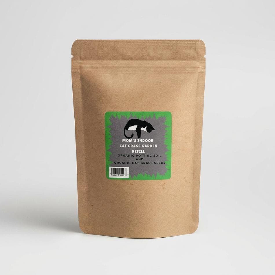 Cat Grass Ball Refill Kit, Rye Barley & Oat Seeds + Organic Soil, Digestion & Hairball Support, Refill Pack