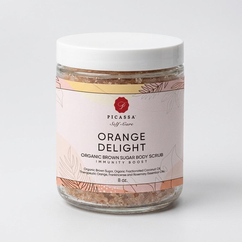 Organic Brown Sugar Body Scrub, Jojoba Oil & Coconut Oil, Hydrating Exfoliating Sugar Scrub, Essential Oil Scents, 1 Jar