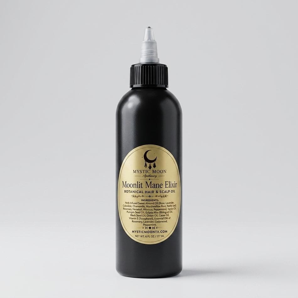 Botanical Hair & Scalp Oil, Rosemary & Nettle Herbal Infusion, Nourishing Shine & Breakage Care, 6 oz Comb Applicator Bottle