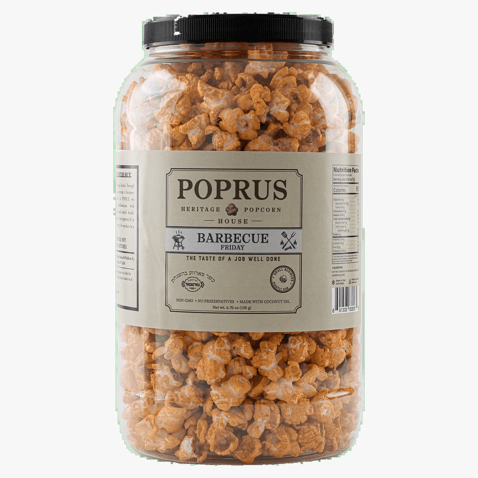 Gourmet BBQ Popcorn, Non-GMO Corn & Coconut Oil, Smoky Sweet Barbecue Flavor, Kosher, 6.70 oz Jar