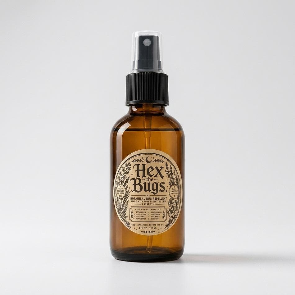 Natural Bug Repellent Spray, Citronella & Eucalyptus Essential Oils, DEET-Free Outdoor Protection, 4 oz Mist Bottle