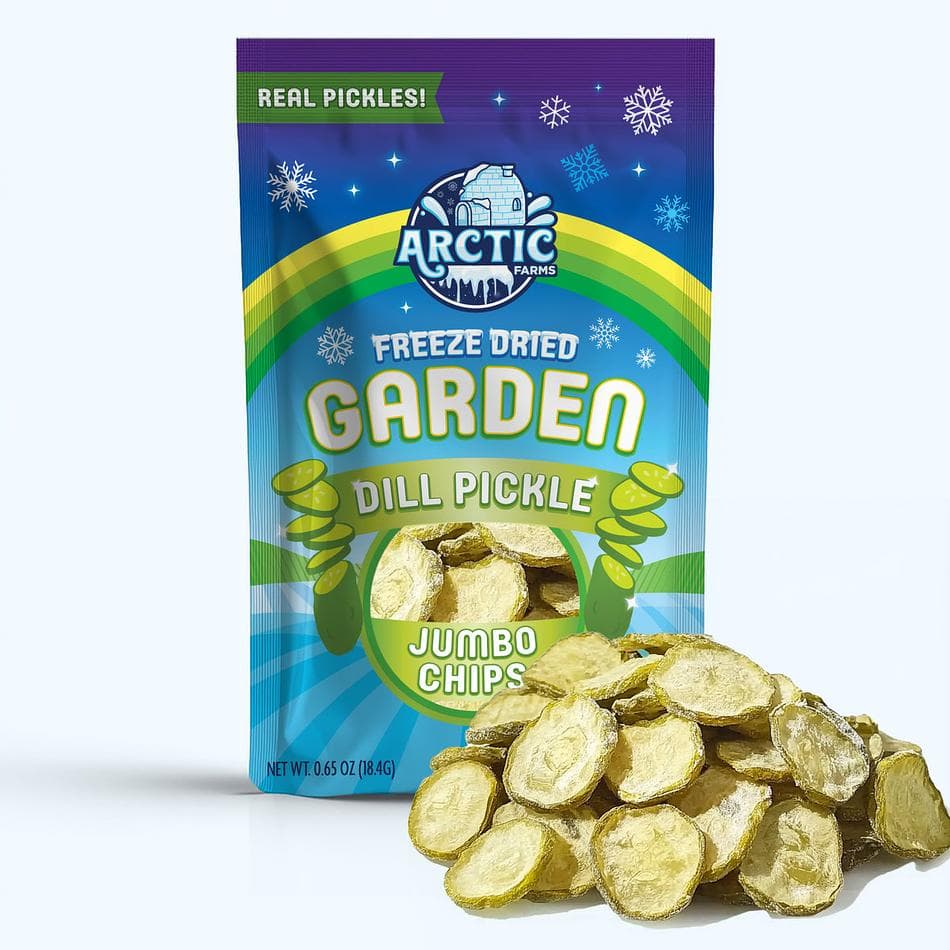Freeze-Dried Kosher Dill Pickle Jumbo Chips, Tangy Crunchy Pickle Snack, Large Resealable Bag