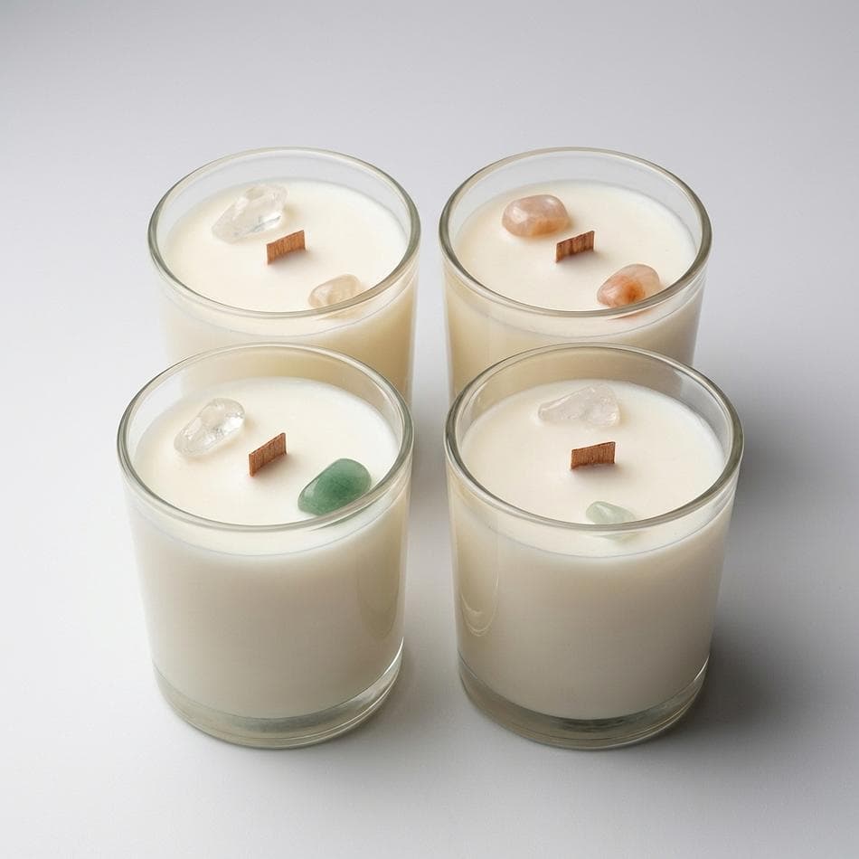Soy Wax Votive Candle Gift Set, Wood Wicks, Clean Fragrance Oils, Mood & Intention Ritual, 4-Piece Flight Set