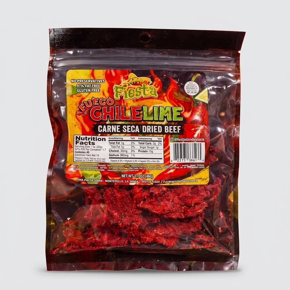 Chile Lime Beef Jerky, Premium Beef, Ultra-Crispy Thin Slices, Spicy Tangy Snack, 1 Bag