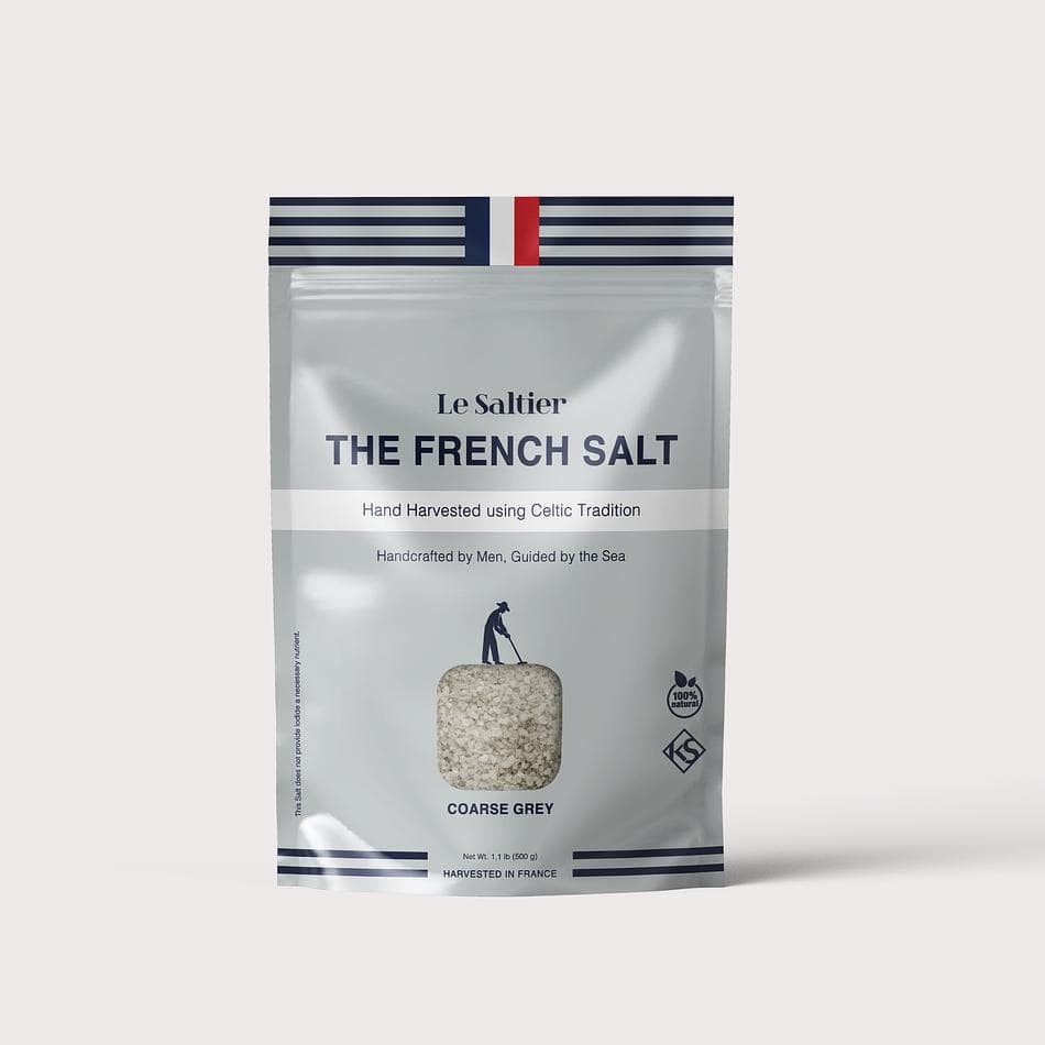 Coarse Grey French  Sea Salt, Unrefined Whole Crystals, Mineral-Rich Cooking Salt, 1.1 lb Bag