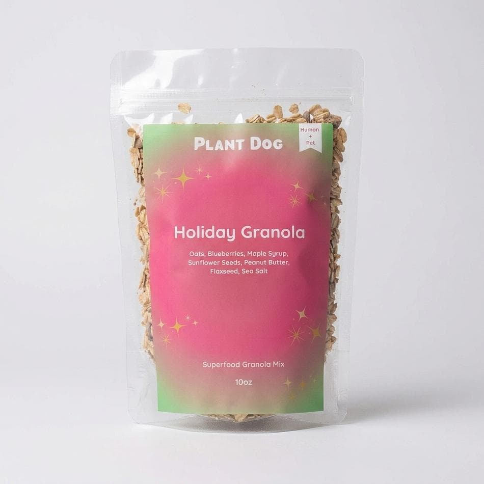 Dog Granola Treat, Organic Oats & Dried Blueberries, Peanut Butter + Flaxseed, Holiday Snack Topper, 10 oz