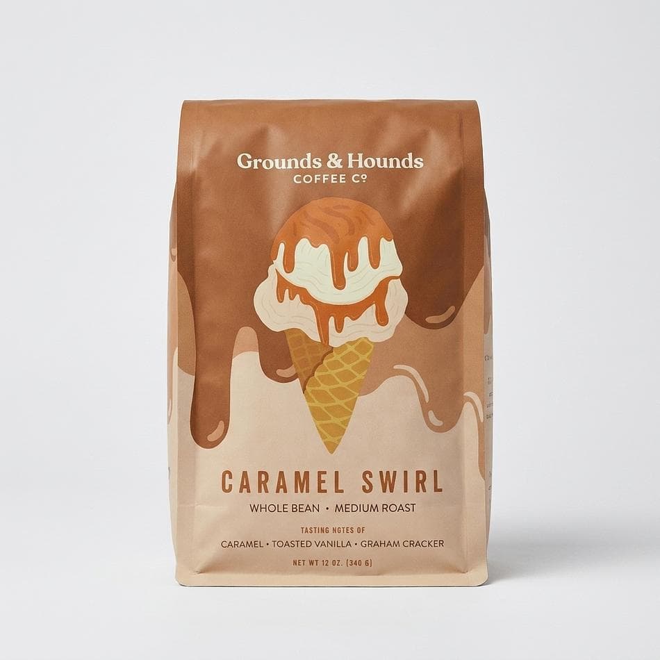 Caramel Flavored Whole Bean Coffee, Caramel & Vanilla Notes, Smooth Dessert-Inspired Medium Roast, 12oz Bag Free Shipping