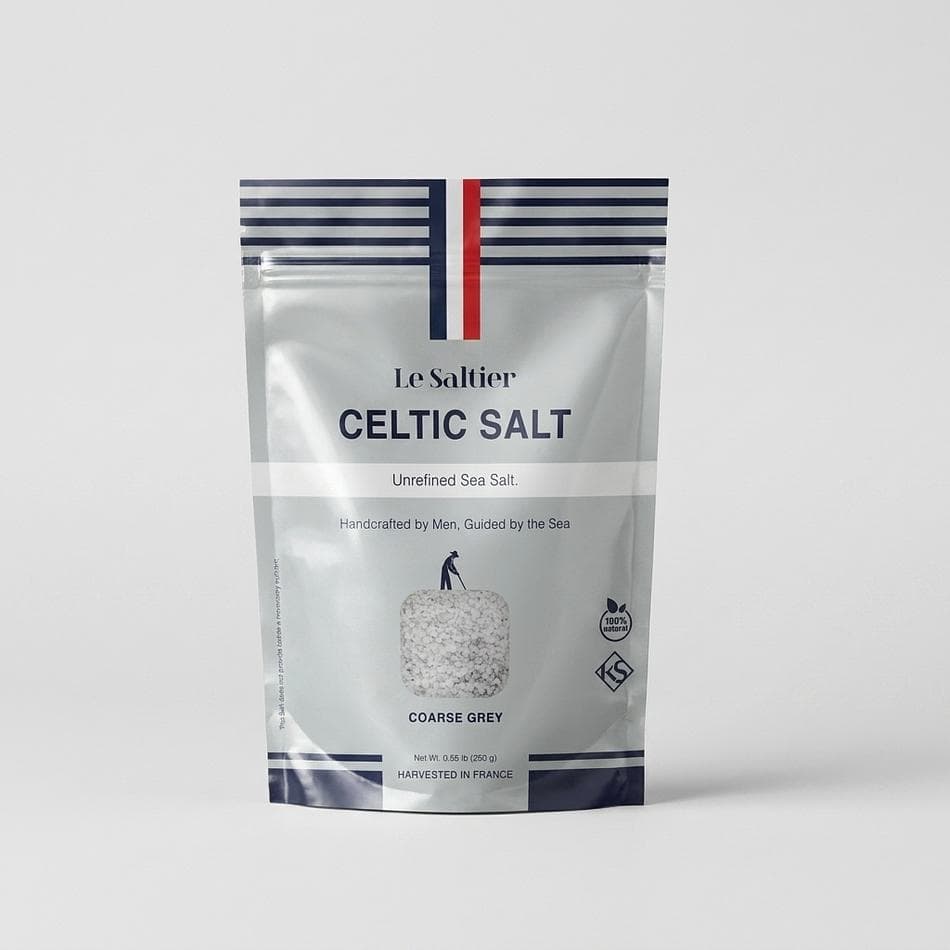 Coarse Grey Celtic Sea Salt, Unrefined Mineral-Rich Cooking Salt, Whole Crystal Coarse Grain, 0.55 lb Bag