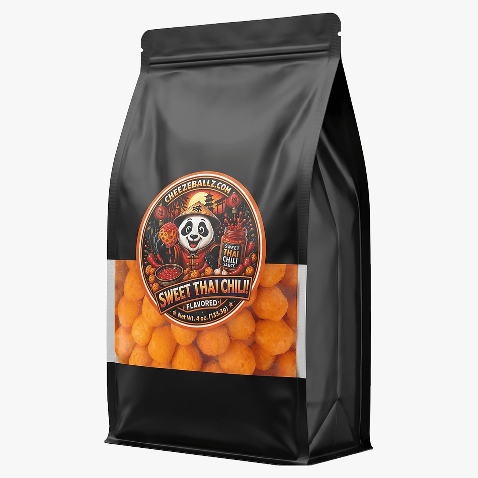 Sweet Thai Chili Cheese Balls, Gluten-Free Corn Puffs, Sweet & Spicy Crunch, 4 oz Resealable Pouch
