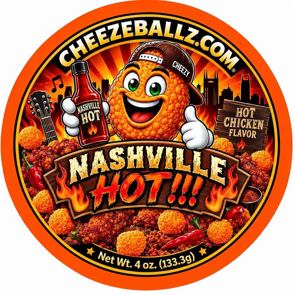 Nashville Hot Cheese Balls, Spicy Seasoned Corn Puffs, Gluten-Free Crunchy Snack, 4 oz Resealable Pouch