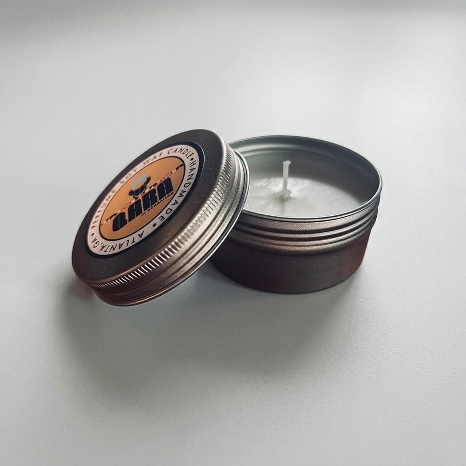 BARBAN Travel Tin Soy Candle, Orange Pineapple Peach Mango, Coconut Rum Scent, 3 oz (85 g) Small Space Candle