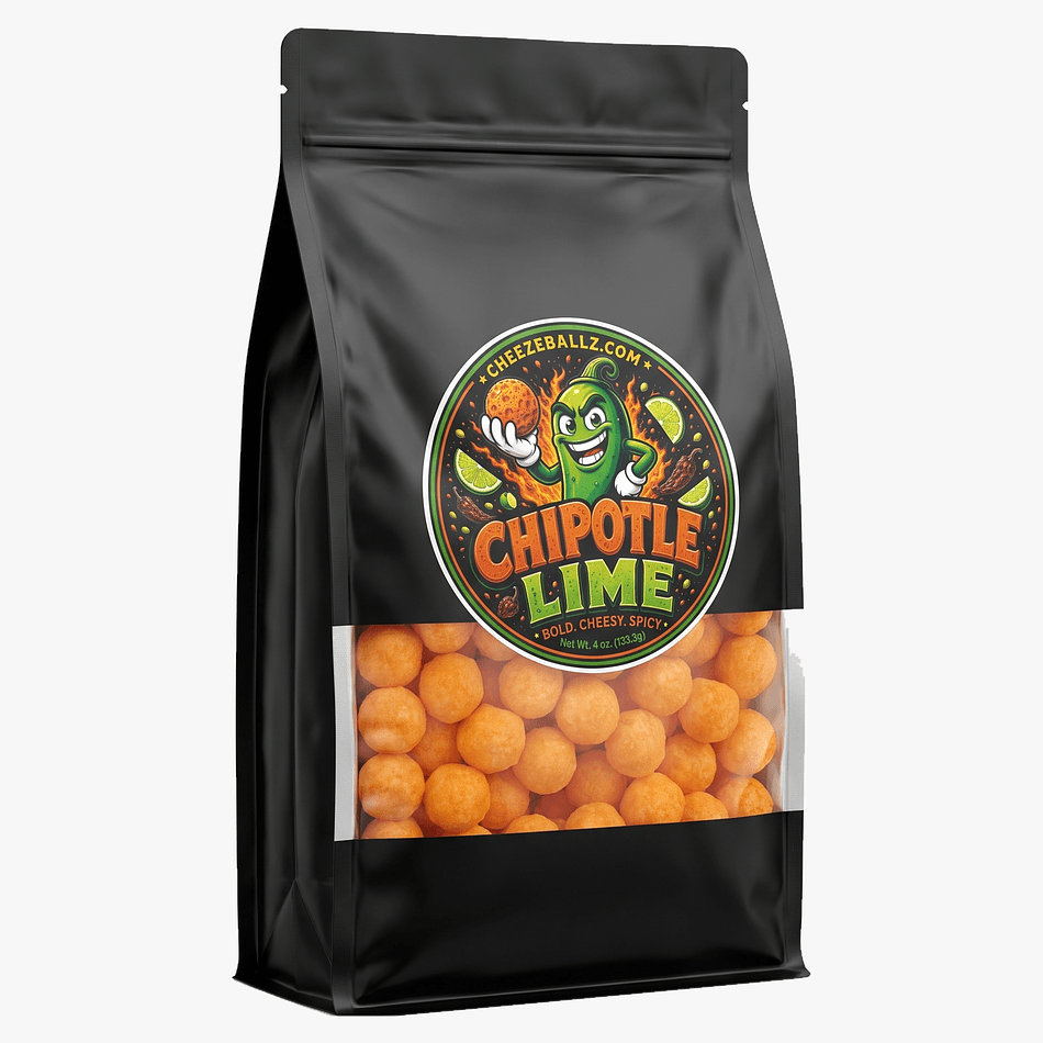 Chipotle Lime Cheese Balls, Smoky Spicy Corn Puffs, Gluten-Free, Resealable Pouch, 4 oz