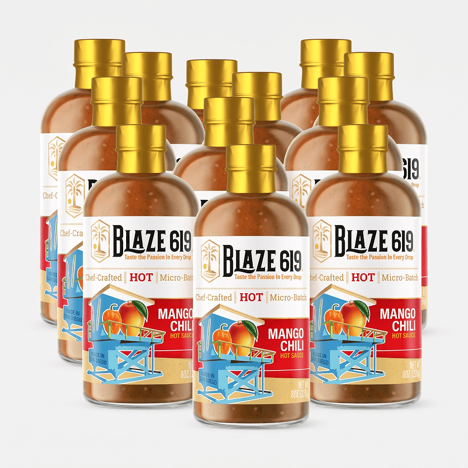 Mango Chili Hot Sauce, Habanero & Jalapeño, Smoky Tropical Heat, Vegan Gluten-Free, 8 oz Bottles, Case of 12