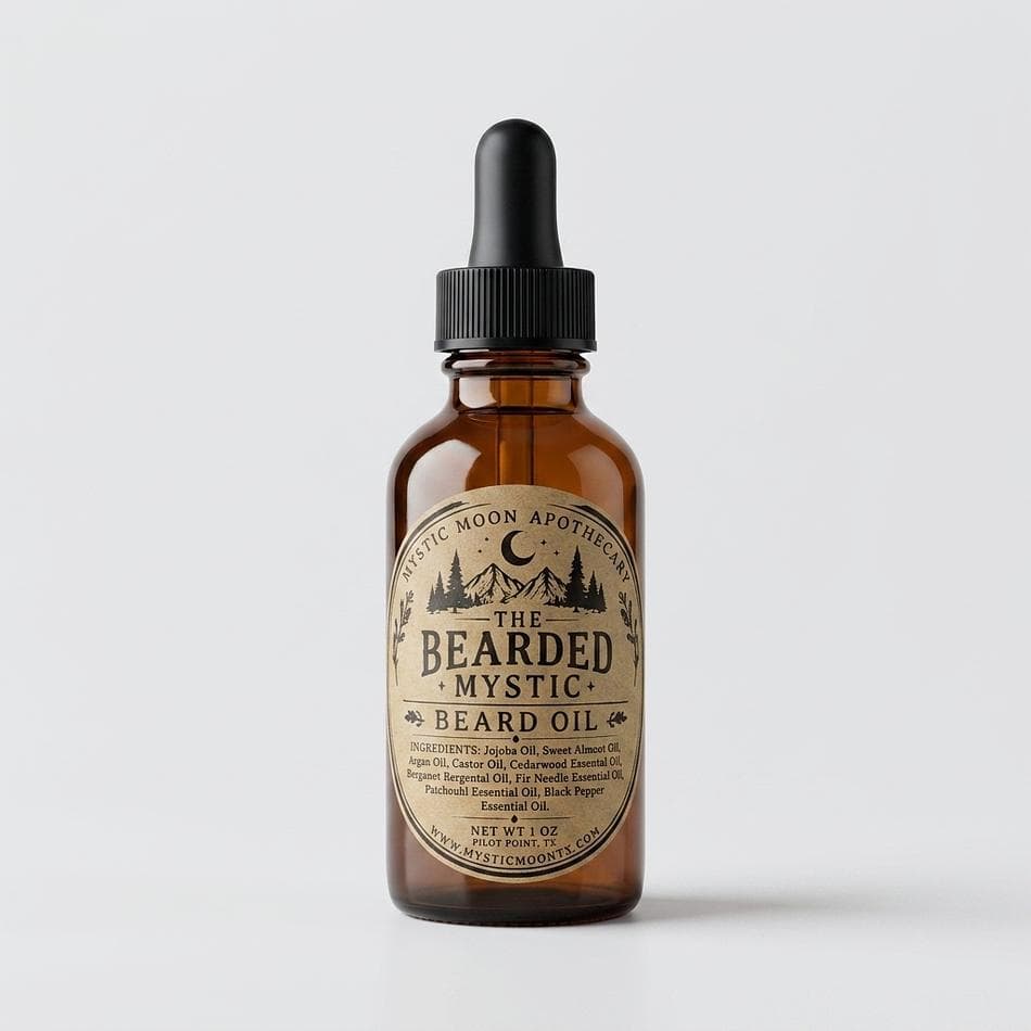 Beard Oil, Sandalwood Cedarwood Frankincense Patchouli Vanilla, Softens & Reduces Itch, 1 oz Glass Bottle