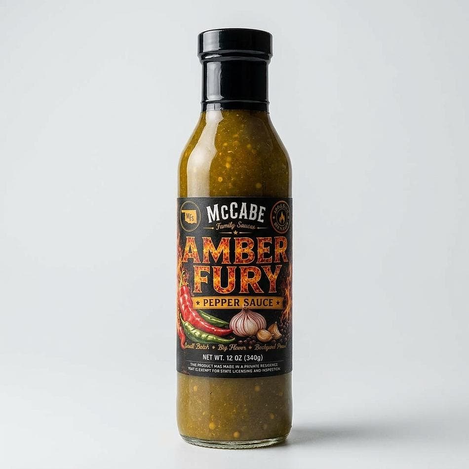 Amber Fury Pepper Sauce- 12 oz