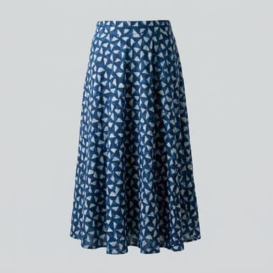 Indigo Wrap Skirt, Geometric Mosaic Print, Natural Indigo Dye, One Size, Maxi Length