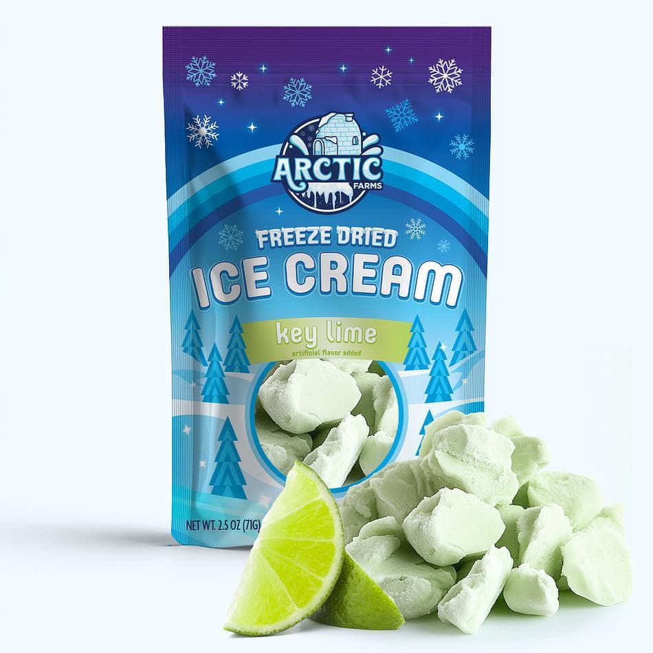 Freeze-Dried Ice Cream Bits, Key Lime, No-Melt Crunchy Snack, Shelf-Stable, Large Resealable Bag (2.5 oz)