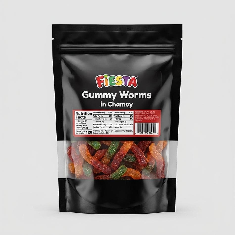 Chamoy Gummy Worms, Sweet & Tangy Spicy Candy, Mexican-Style Snack, 8 oz Bag