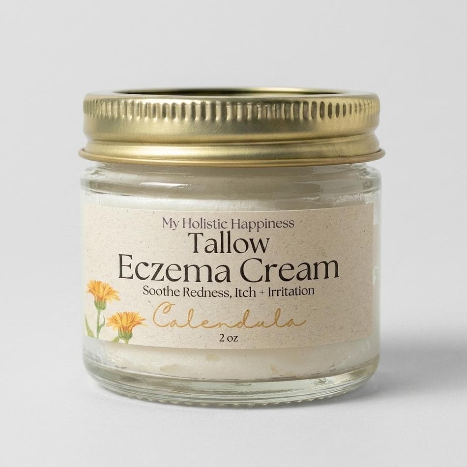Eczema Tallow Cream, Grass-Fed Tallow & Calendula, Jojoba + Shea, Deep Moisture for Sensitive Skin, 2 oz Jar