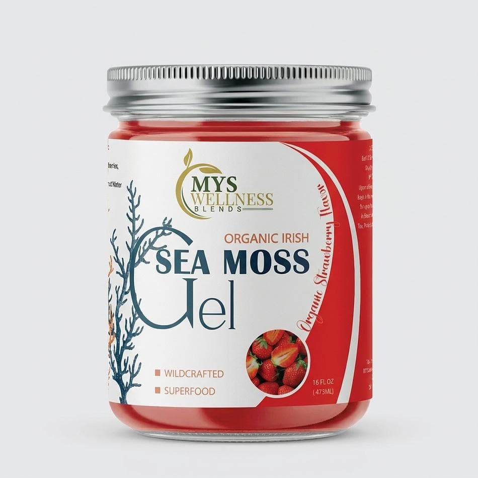 Sea Moss Gel, Wildcrafted St. Lucia Irish Moss & Strawberry, Mineral-Rich Superfood, 16 oz Jar