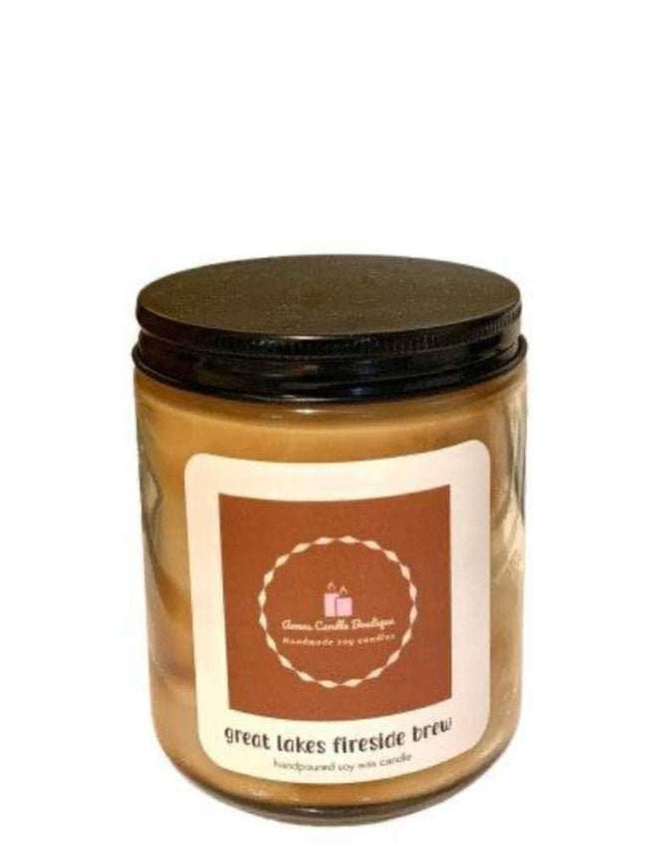 Great Lakes Fireside Scented Candle.  Lemon & Apple with Fir, Clove & Smoky Woods, Cozy Fireside Aroma, 9 oz