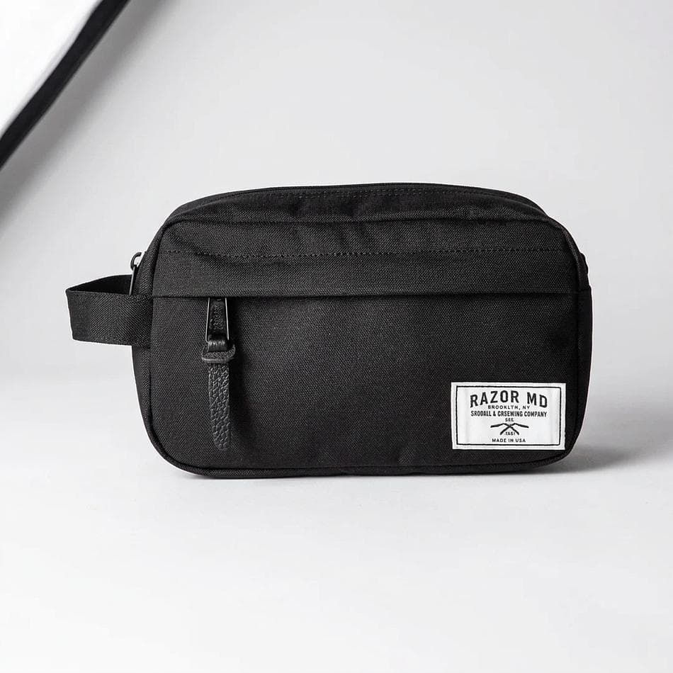 Black Toiletry Dopp Bag, Wipe-Clean Travel Organizer, Carry Handle, Holds Full-Size Grooming Items, 1 Pack