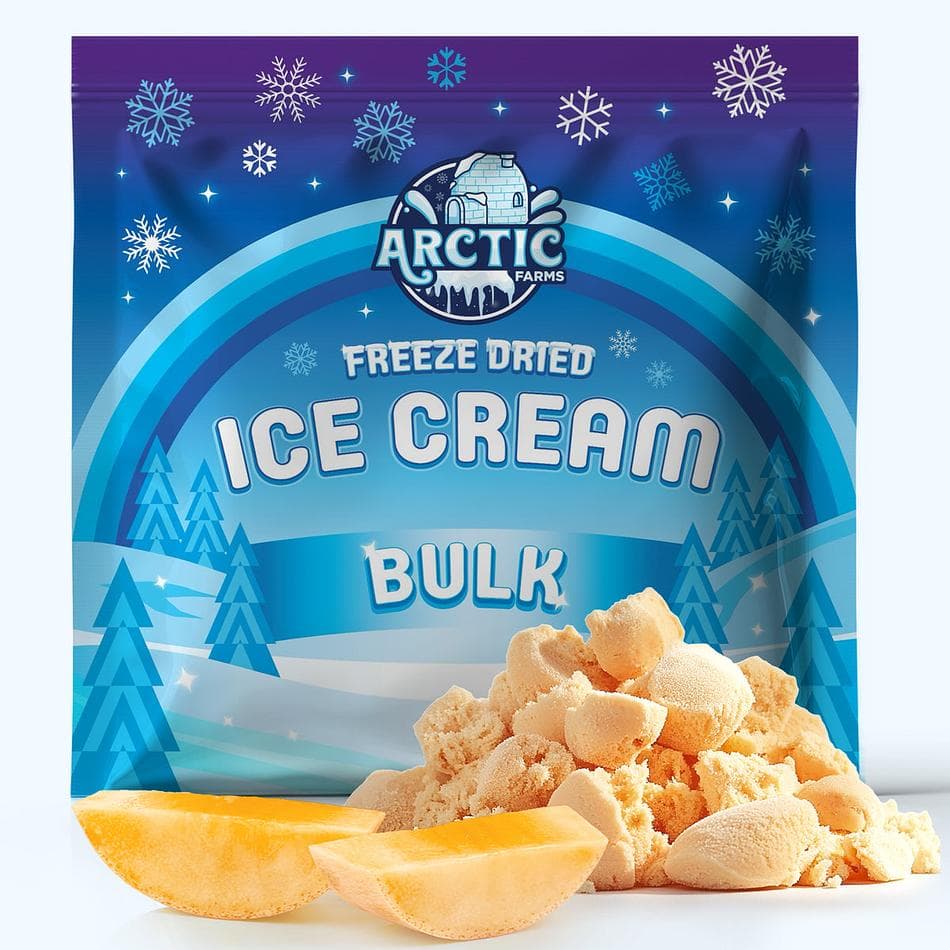 Freeze-Dried Ice Cream Bits, Mango, No-Melt Crunchy Snack, Shelf-Stable, Bulk Bag (1 lb)