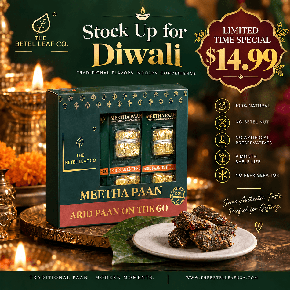 Dry Meetha Paan Bites, Dried Betel Leaf & Gulkand, Sweet After-Meal Mouth Freshener, No Betel Nut, 12-Pack