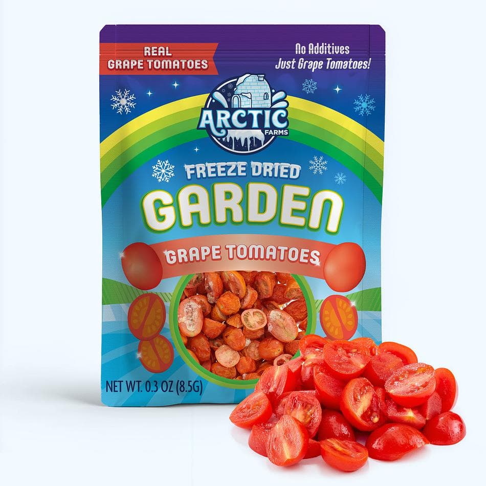 Freeze-Dried Grape Tomatoes, Bite-Size Crispy Slices, Snack & Salad Topper, Resealable Bag (0.3 oz)