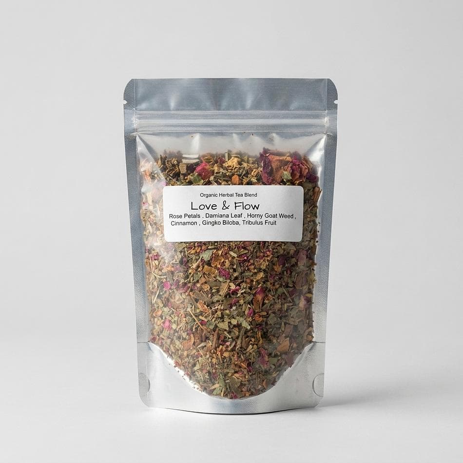 Herbal Libido & Circulation Tea Blend, Ginkgo Biloba + Damiana + Horny Goat Weed, Mood & Vitality Support, 1 Bag