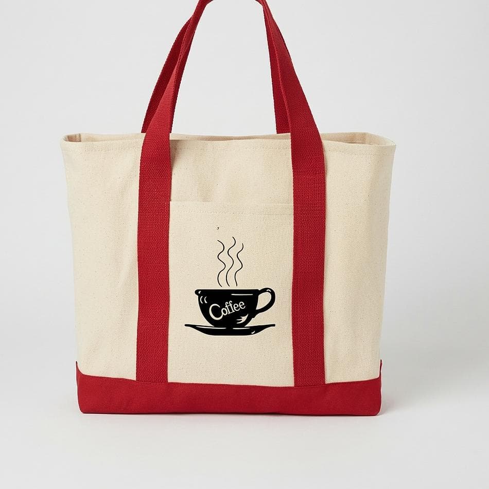 Cotton Twill Two-Tone Shopping Tote Bag, 10oz Canvas Bottom, Everyday Carry, 14.5" x 14" x 5.5", 1pc