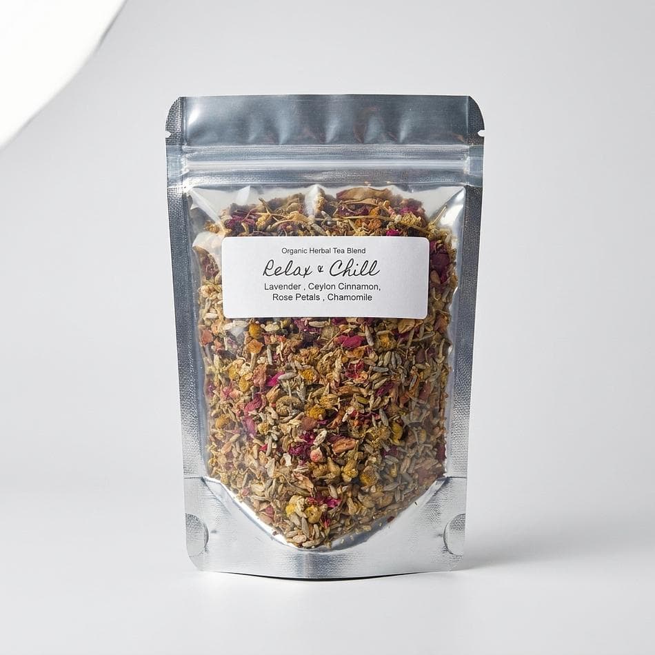 Caffeine-Free Herbal Tea, Chamomile & Lavender, Relaxing Bedtime Blend, Cinnamon & Rose Petals, 1 Pack
