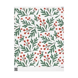 Holiday Berry Botanical Wrapping Paper Roll — Festive Green & Red Gift Wrap-0
