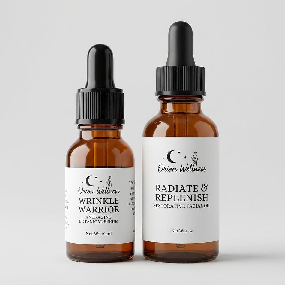 Facial Oil Duo Set, Rosehip + Squalane + Bakuchiol, Firming & Glow, 15ml + 30ml Botanical Face Oils