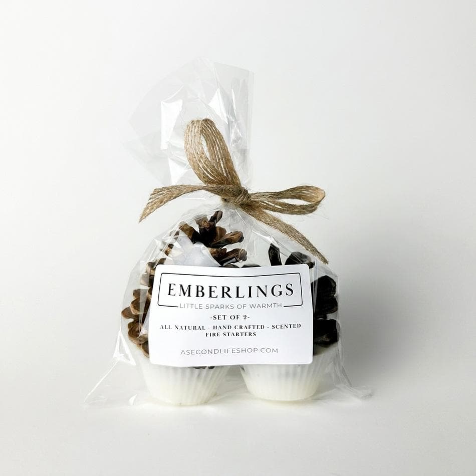 Pinecone Fire Starters, Soy Wax, Fraser Fir Scent, Easy Fire Ignition, Small 2-Pack or 5-Pack / Large Single