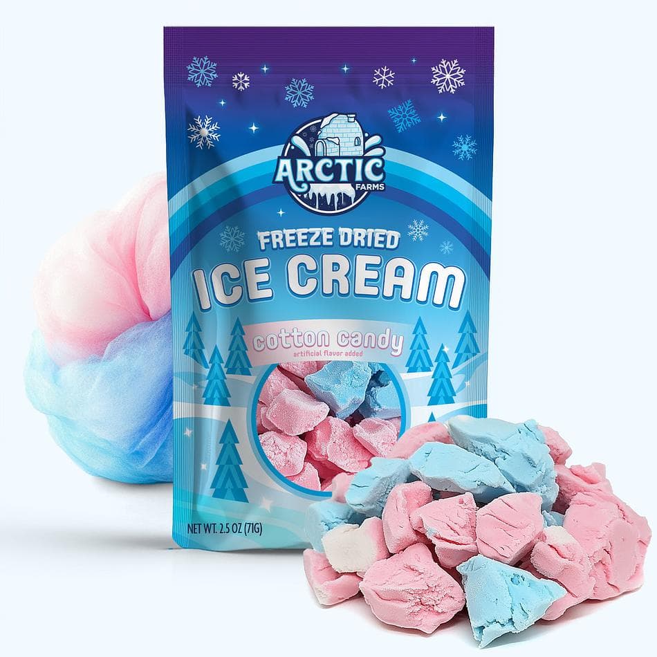 Freeze-Dried Ice Cream Bits, Cotton Candy Mix, No-Melt Crunchy Snack, Shelf-Stable, Large Resealable Bag (2.5 oz)