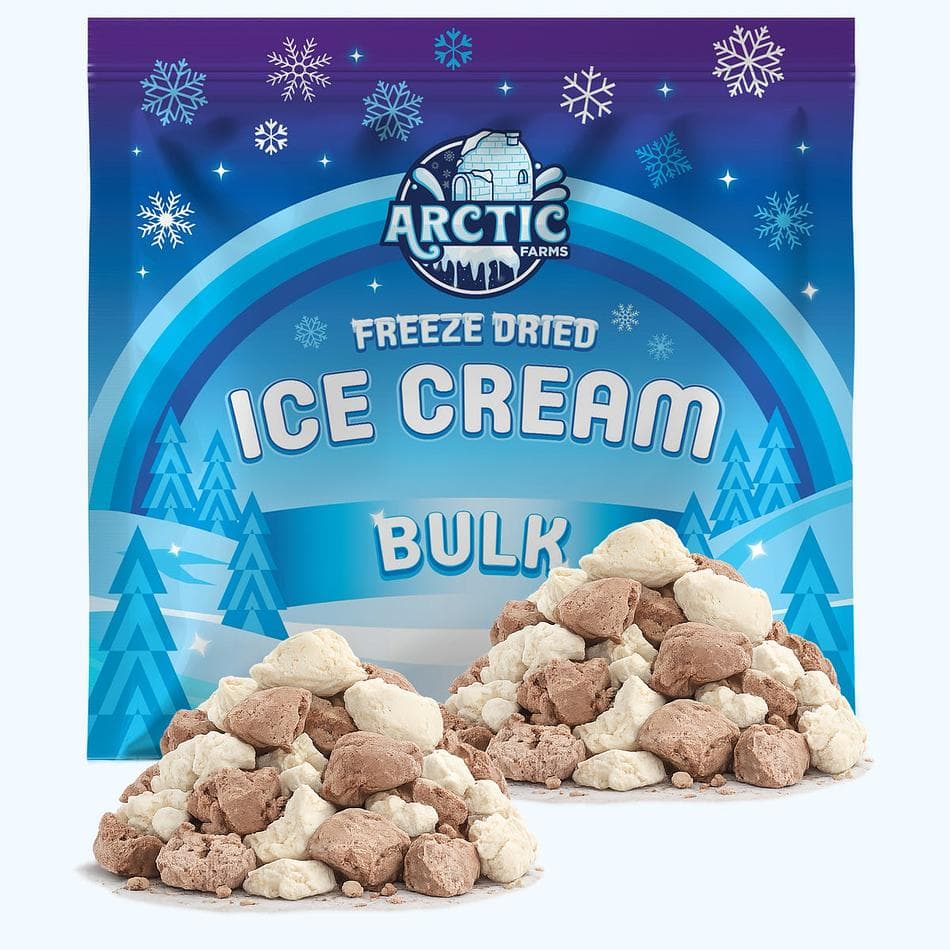 Freeze-Dried Protein Ice Cream, A2A2 Milk & Cocoa, Zero Added Sugar Crunch Snack, Vanilla Chocolate Mix, Bulk Bag (20 oz)