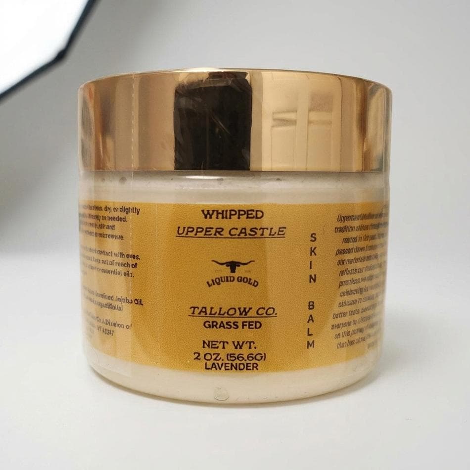 Whipped Tallow Balm, Grass-Fed Beef Tallow & Manuka Honey, Frankincense, Deep Hydration, 2 oz Glass Jar