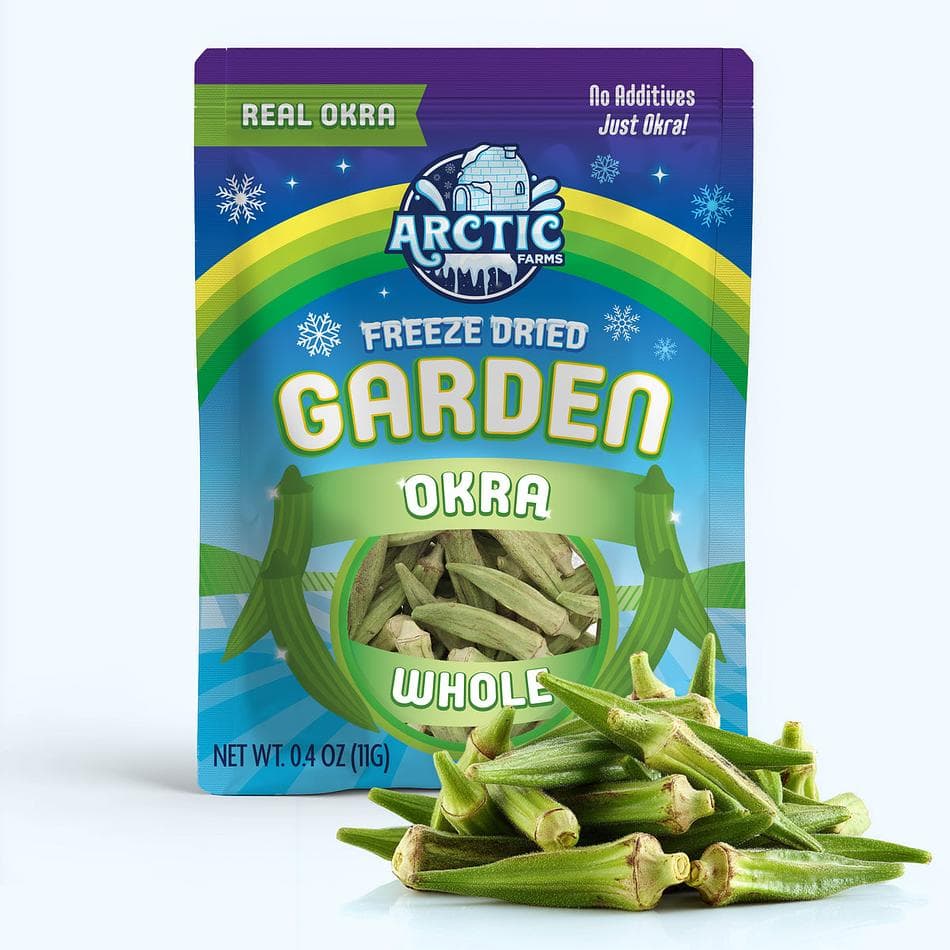 Freeze-Dried Whole Okra, Crunchy Veggie Snack, Resealable Bag (0.4 oz)