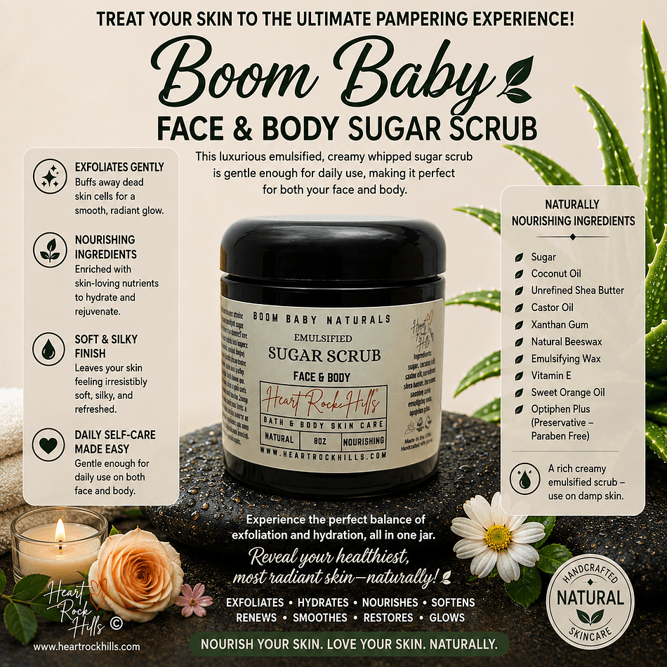 Emulsified Sugar Body Scrub, Sugar & Skin-Loving Oils, Clean-Rinse Exfoliation for Soft Skin,