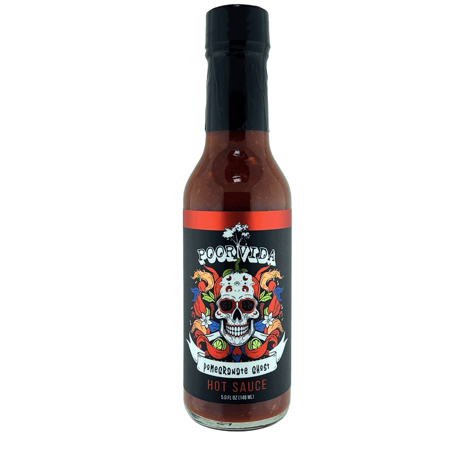 Pomegranate Ghost  Hot Sauce, Pomegranate & Guajillo & Ghost, Sweet Heat Wing Sauce, Vegan, 5 fl oz Bottle