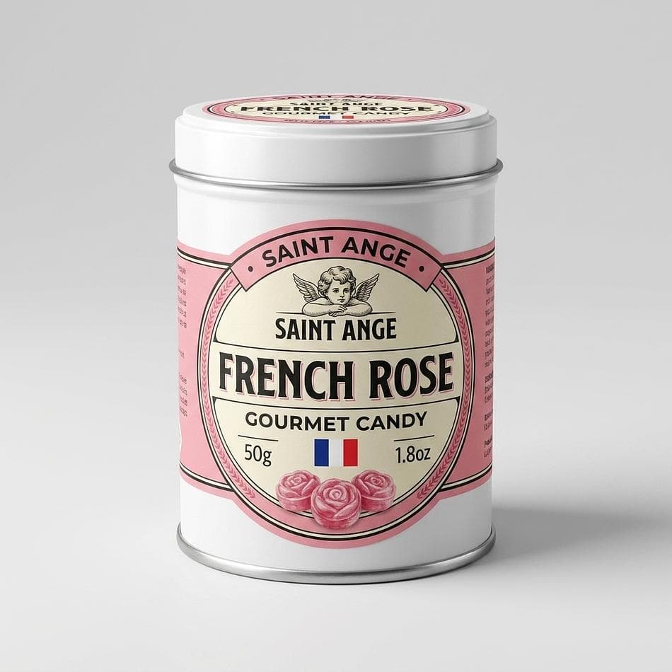 Rose Pastilles Hard Candy, Natural Rose Flavor, Giftable Tin, French-Style Gourmet Sweets, 1 Pack