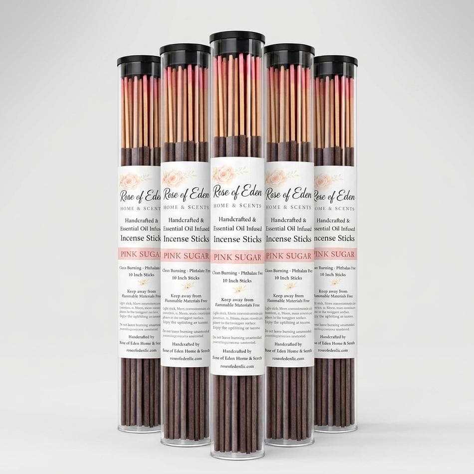 Handcrafted Fruity Incense Sticks, Essential Oils & Plant-Derived, Clean Burn No Black Smoke, 20ct Tube / 50-100ct Bags