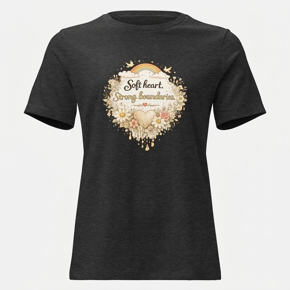 Women's Relaxed Graphic T-Shirt, Combed Ring-Spun Cotton, Soft Heart Strong Boundaries Boho Faith, Pre-Shrunk, S–3XL